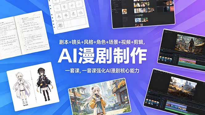 （18734期）剧本+镜头+风格+角色+场景+视频+剪辑，一套课强化AI漫剧核心能力-玩备项目资源网