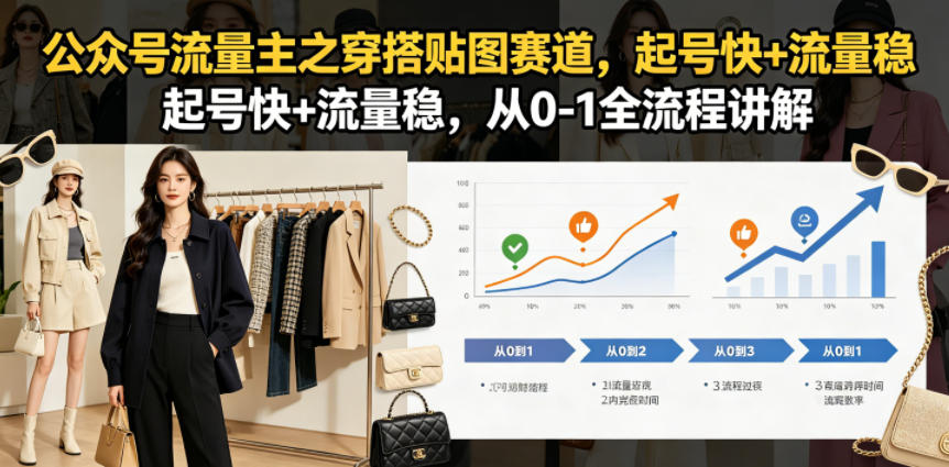 公众号流量主之穿搭贴图赛道，起号快+流量稳，从0-1全流程讲解-玩备项目资源网