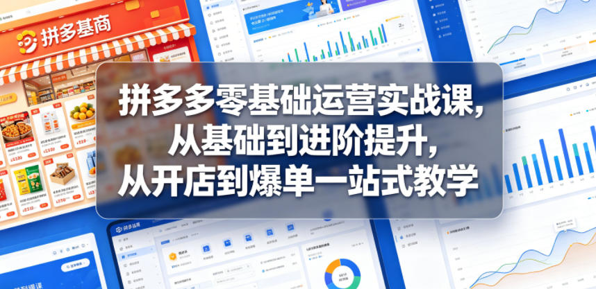 拼多多零基础运营实战课，从基础到进阶提升，从开店到爆单一站式教学-玩备项目资源网